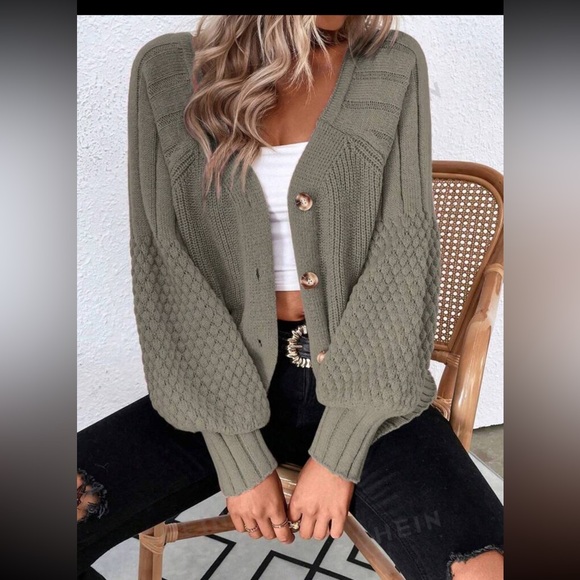 Mocha Brown Ranglan Sleeve Knit Cardigan - Picture 1 of 3